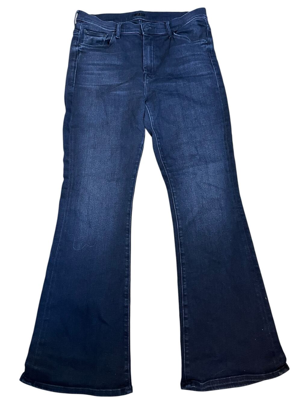 Mother The Weekender Flare Jeans 32 Dark Wash “Deep End” High Rise 90s Inspired